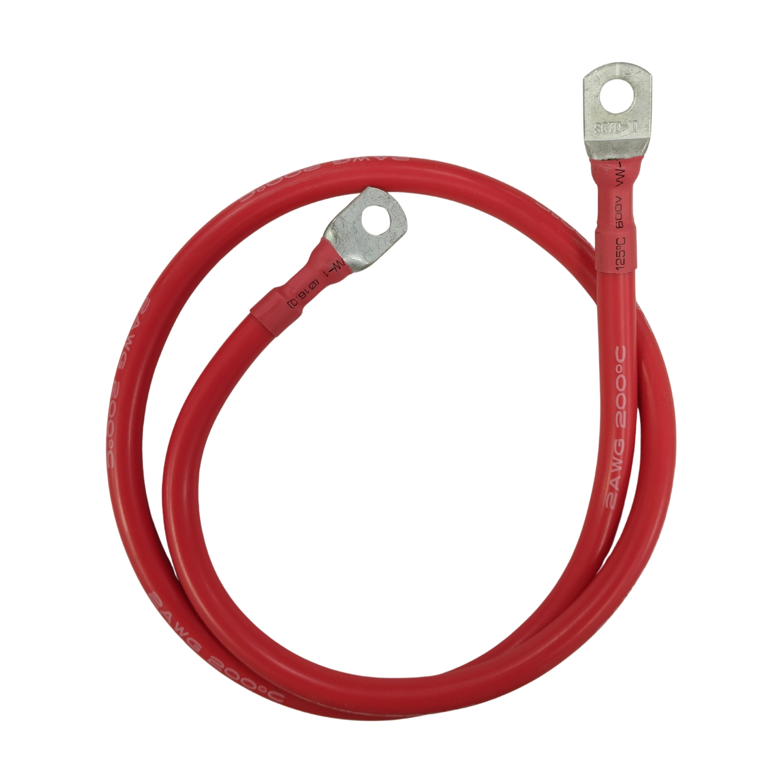 SILICONE WIRE 2AWG RED WITH (SC70-6LUGS)1000MM